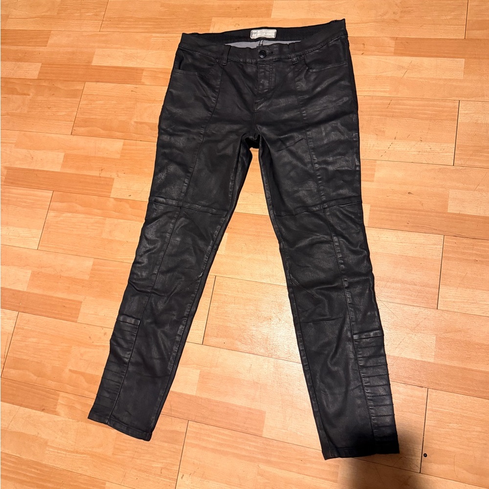 Free People Vintage wax coated wet moto biker rockstar punk goth paneled y2k